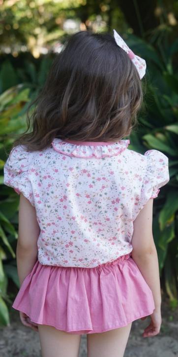 Conjunto niña vestir camisa estampada flores y culetin rosa empolvado Marena Moda Infantil [2]