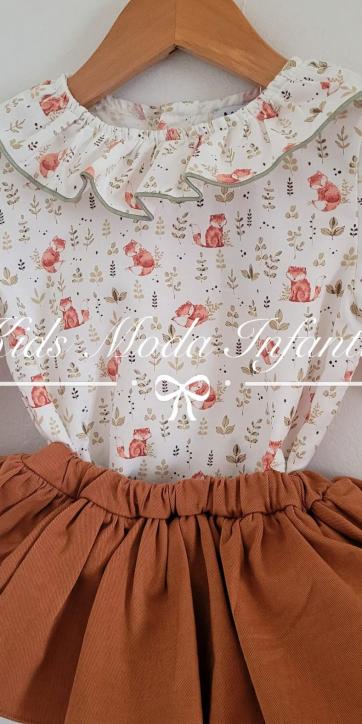 Conjunto niña camisa y culetín de volante colección Simone de Marena Moda Infantil [1]