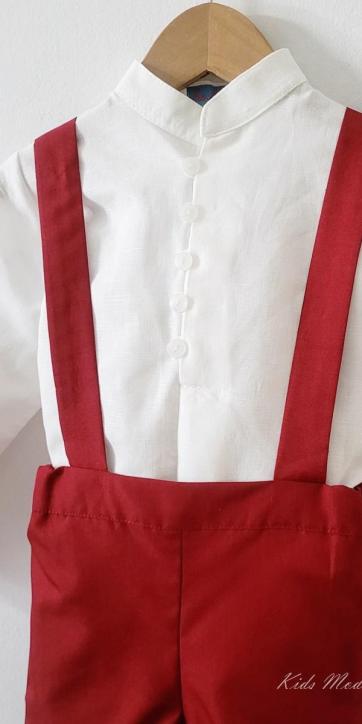 Conjunto ceremonia niño camisa y peto con tirantes Burdeos de Eva Martinez Artesanía [3]