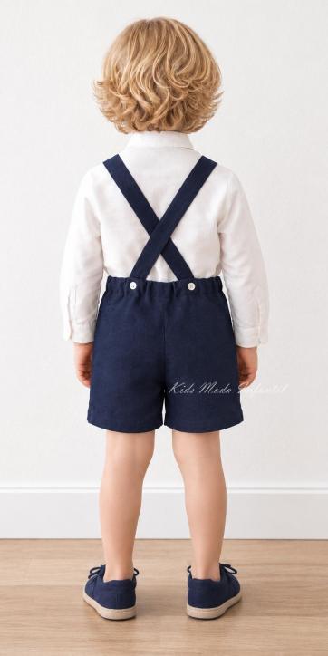 Conjunto ceremonia niño camisa y peto con tirantes azul marino Eva Martínez Artesanía [4]
