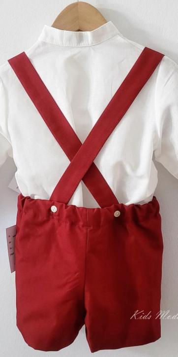 Conjunto ceremonia niño camisa y peto con tirantes Burdeos de Eva Martinez Artesanía [4]
