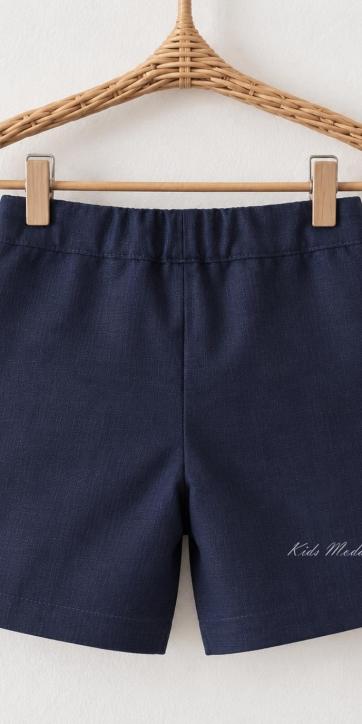 Conjunto ceremonia niño camisa lino y bermuda chino azul marino Eva Martínez Artesanía [5]