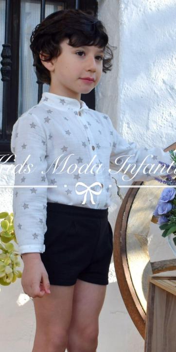 Conjunto niño camisa estrellas con short negro colección Amelia de Marena Moda Infantil