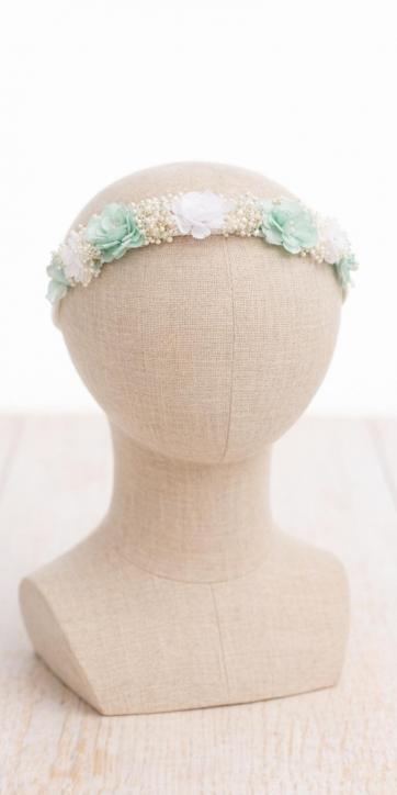 Vestido arras niña blanco tul con fajín lino verde agua Coco Acqua Ceremonia 60444 [7]