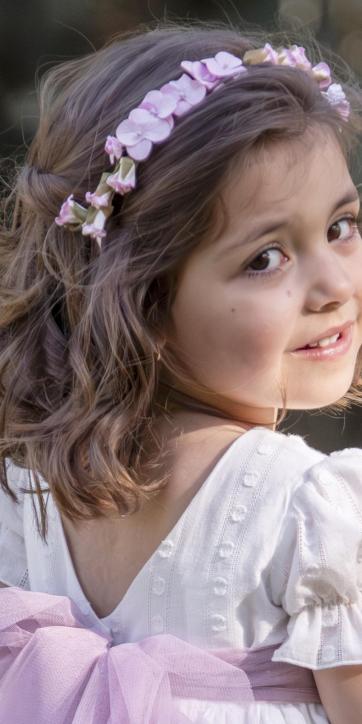 Diadema ceremonia niña flores Eva Martínez Artesanía Iman