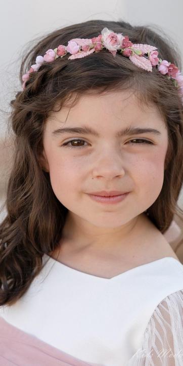 Corona de Flores Ceremonia y Arras Niña Rosa Empolvado – Eva Martínez Artesanía Familia 5