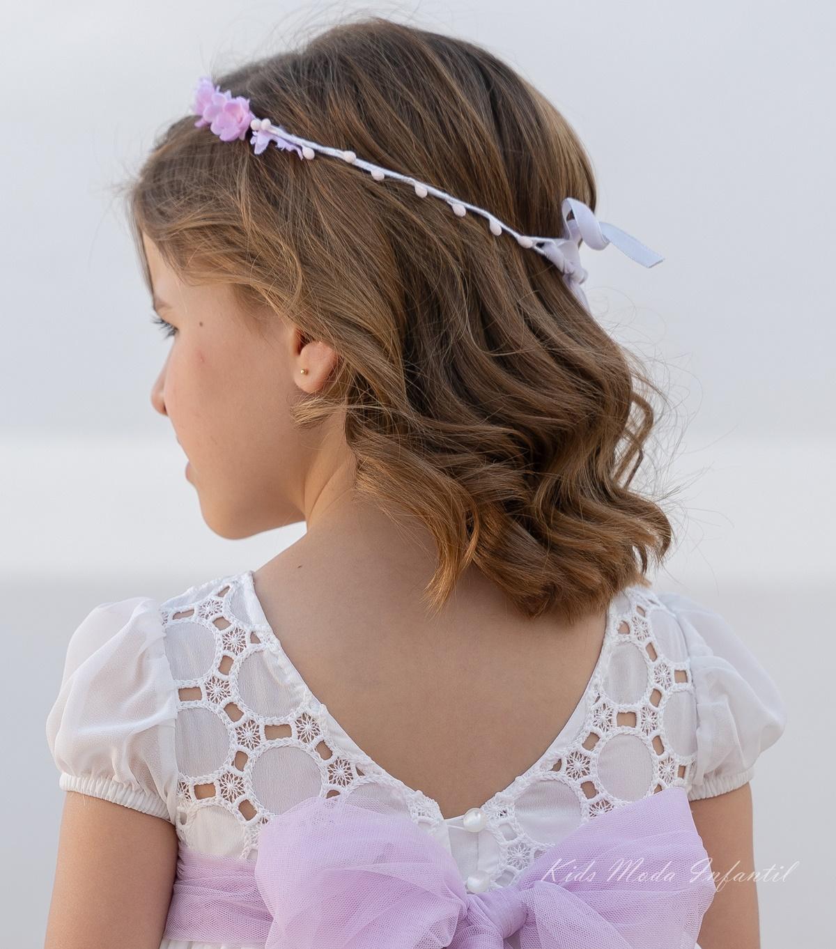 Corona Flores Lila Niña Ceremonia y Arras – Eva Martínez Artesanía 2026