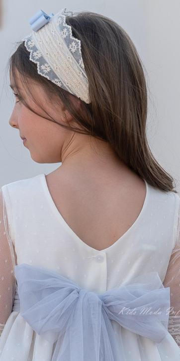 Diadema Ceremonia y Arras Niña Azul Grisáceo – Eva Martínez Artesanía Familia 2