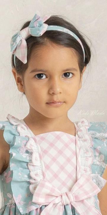 Diadema niña lazo combinado en tejido estampado Basmarti