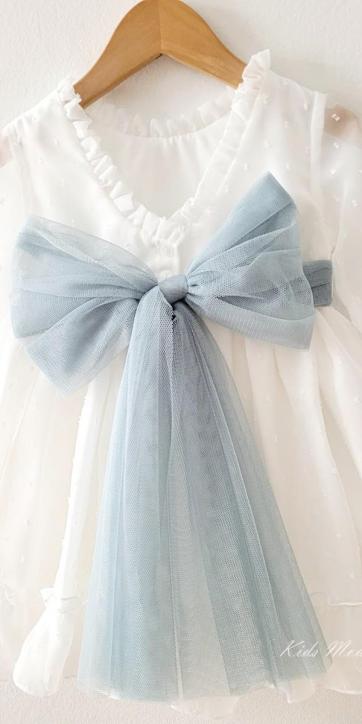 Vestido arras niña plumeti cristal con fajín tul verde agua Eva Martinez Artesanía 32111 [7]