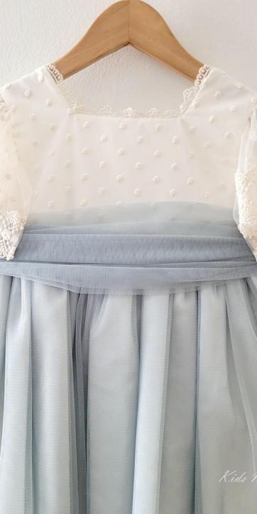 Vestido arras niña beige y verde empolvado de Eva Martínez Artesanía 32611CBG [2]