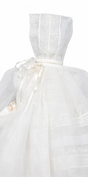 Faldón de Bautizo Bebé Fe Blanca con Capota y Capa | Kids Moda Infantil [1]