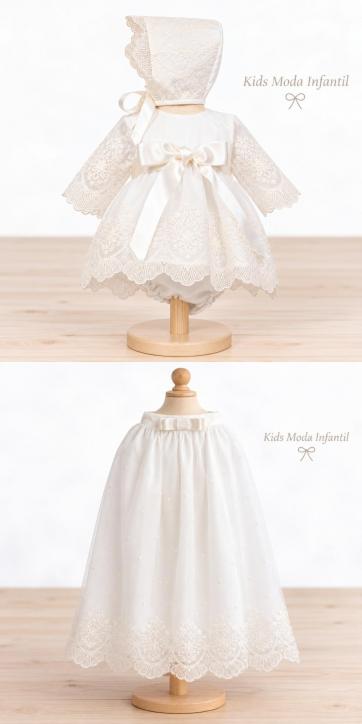 Faldón Bautizo Desmontable con Jesusito, Braga y Capota Organza Bordada 2613586-2614186 [0]