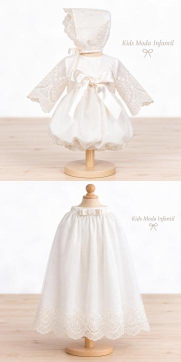 Faldón Bautizo Desmontable con Pelele y Capota Organza Bordada 2639186-2614186 [0]