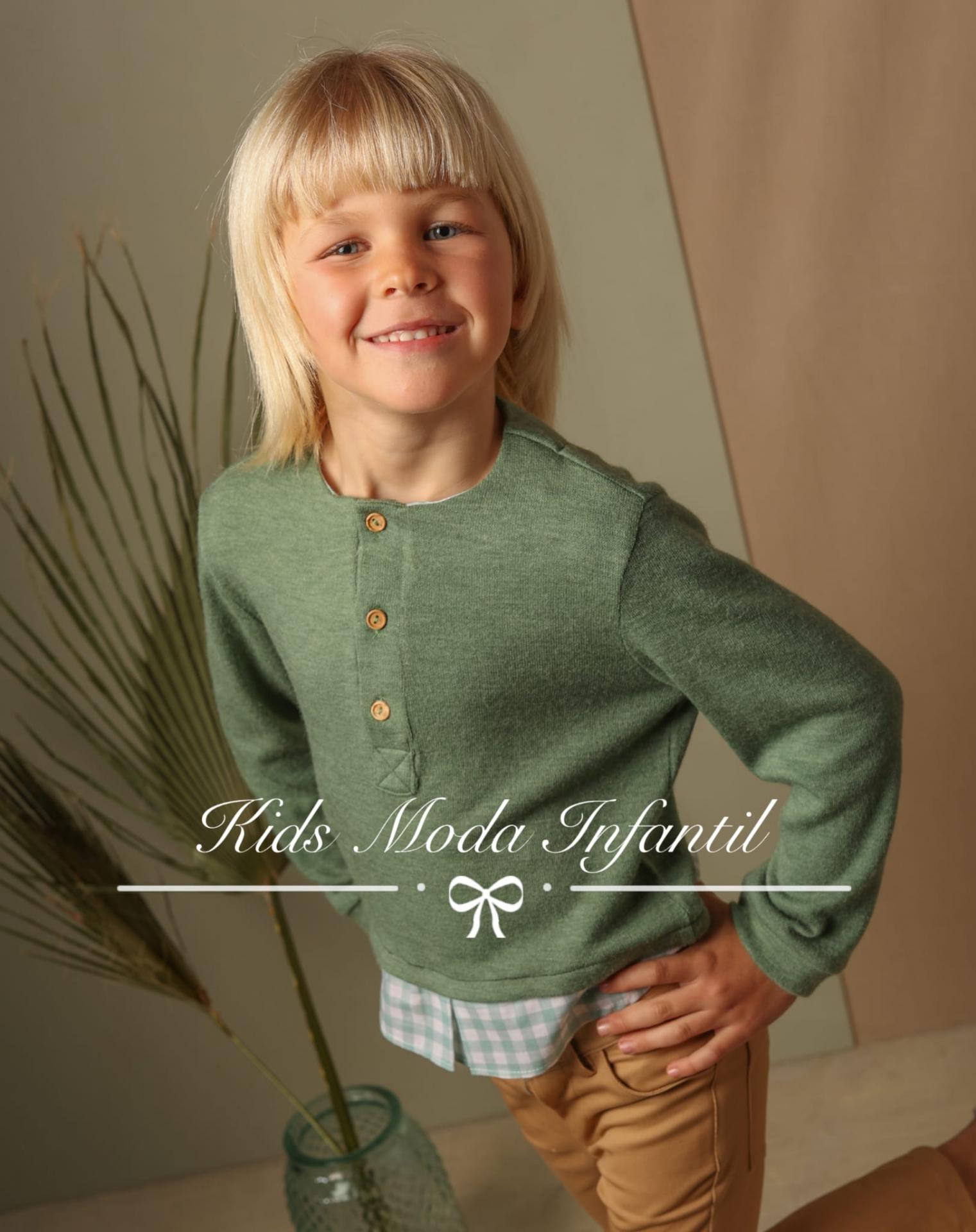 Jersey niño verde con bajo camisa vichy de Cuka