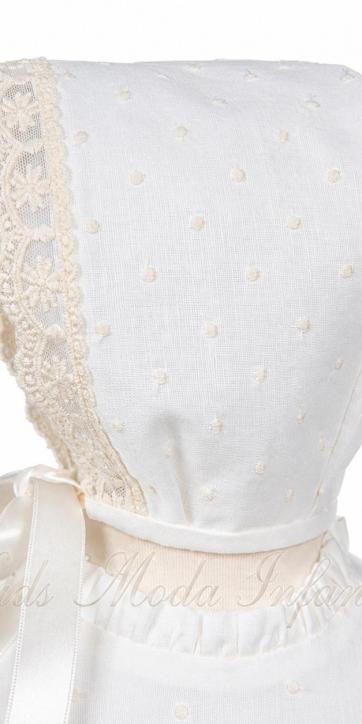 Jesusito Bautizo Bebé de Lino Encanto Natural – Manga Larga con Capota, Braguita y Lazo Beige [1]