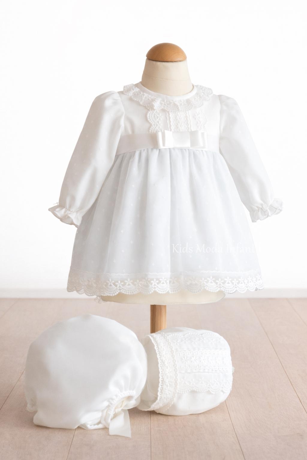 Jesusito bautizo bebé tul blanco manga larga con braguita – Familia 2