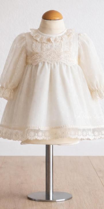 Jesusito bautizo niña manga larga tul beige con braguita Eva Martínez Artesanía Familia 1 [4]