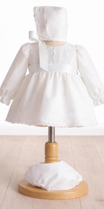 Jesusito de bautizo para niña de manga larga en gasa blanca con raso blanco y braguita | Eva Martínez Artesanía – Familia 6 [3]