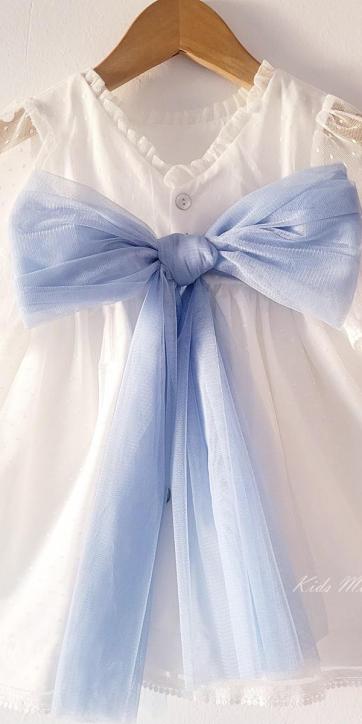 Vestido ceremonia bebe tul topo con fajín azul Coco Acqua Ceremonia 60443 [5]