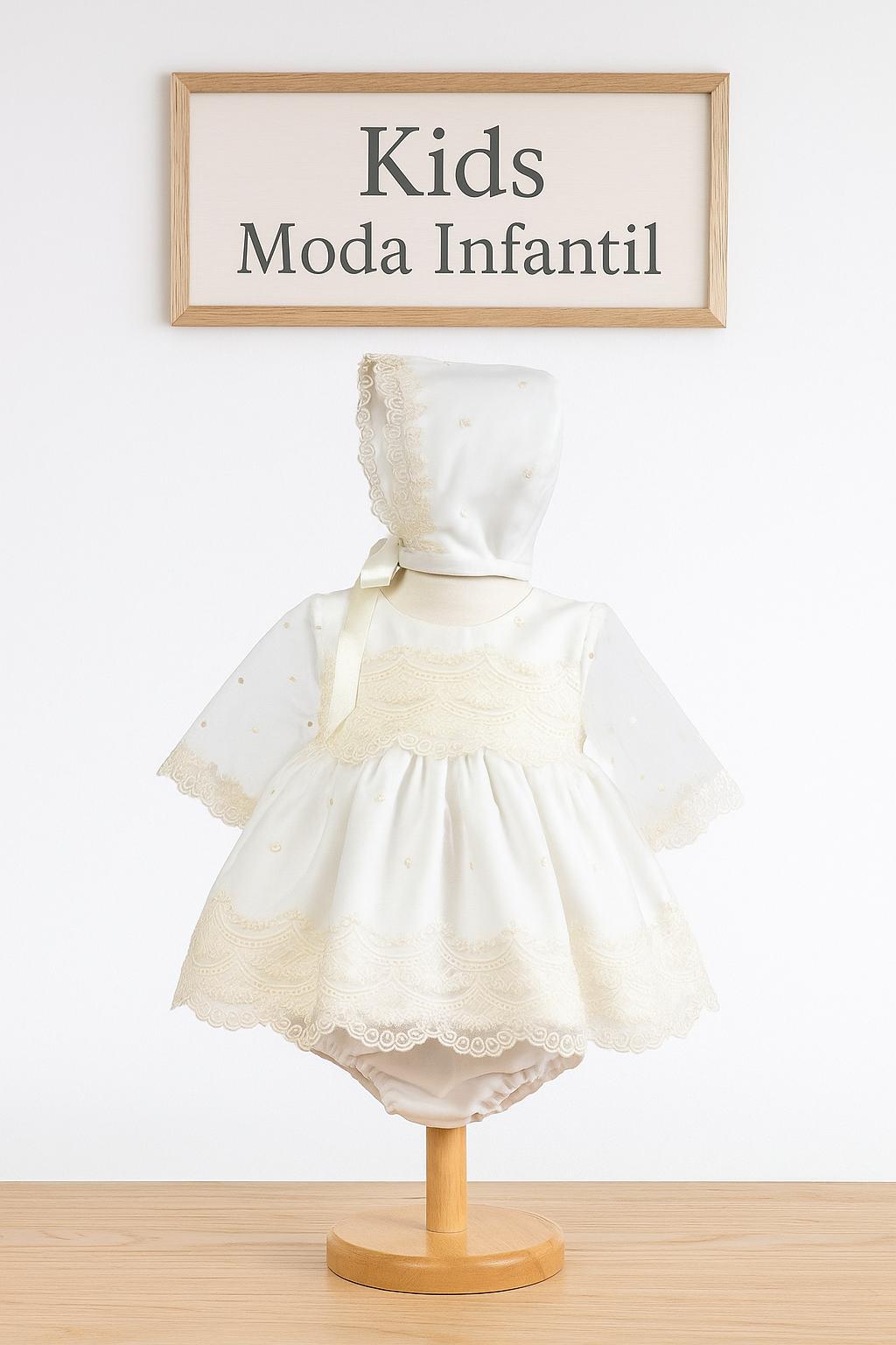 Jesusito Tul Blonda 3 Piezas con Capota