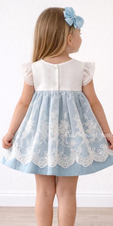 Jesusito Bebé Ceremonia y Arras Azul Empolvado Tul Bordado con Lazo – Fabricación Española | Kids Moda Infantil [1]