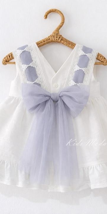 Jesusito ceremonia y arras bebé niña blanco con tul azul empolvado con braguita [3]