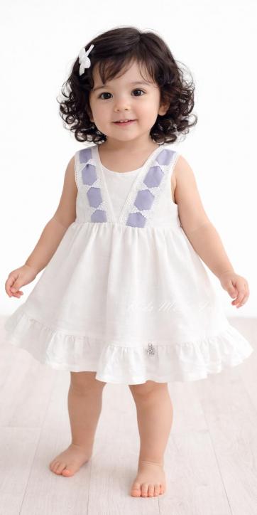 Jesusito ceremonia y arras bebé niña blanco con tul azul empolvado con braguita [0]