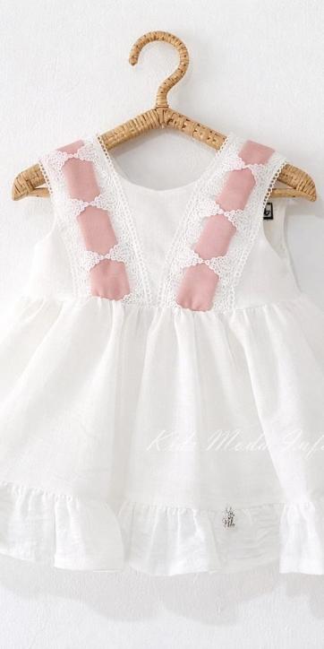 Jesusito ceremonia y arras bebé niña blanco con tul rosa empolvado con braguita [1]