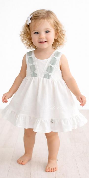 Jesusito ceremonia y arras bebé niña blanco con tul verde agua con braguita [2]