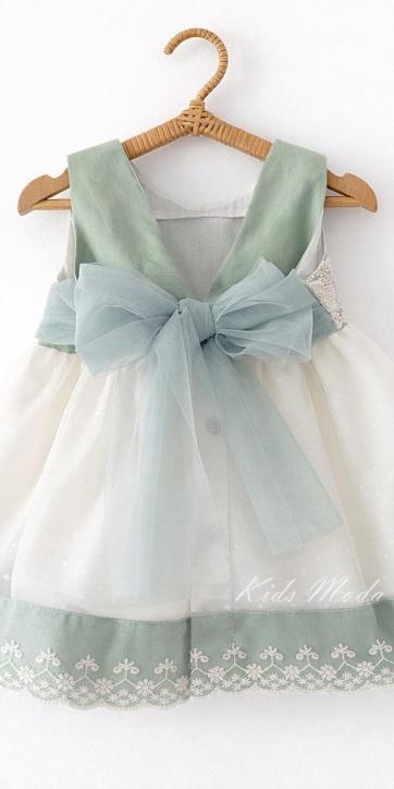 Jesusito ceremonia y arras bebé niña verde agua con tul plumeti y puntilla bordada [2]