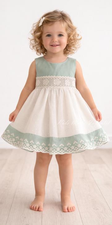 Jesusito ceremonia y arras bebé niña verde agua con tul plumeti y puntilla bordada [0]