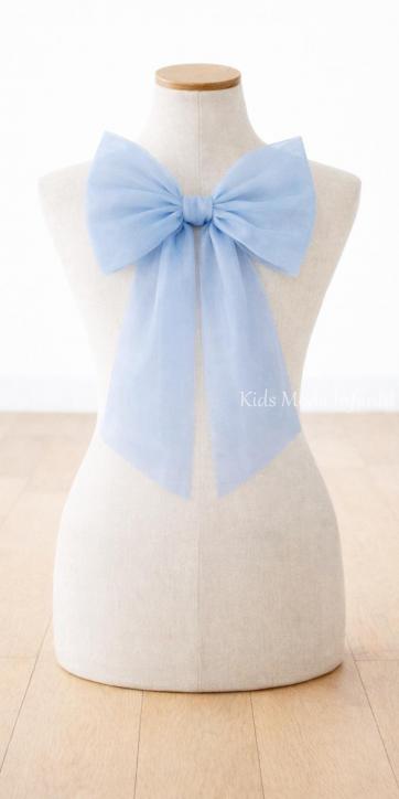 Vestido Ceremonia y Arras Niña Plumeti Blanco Tul Azul – Familia 7 Eva Martínez Artesanía [4]