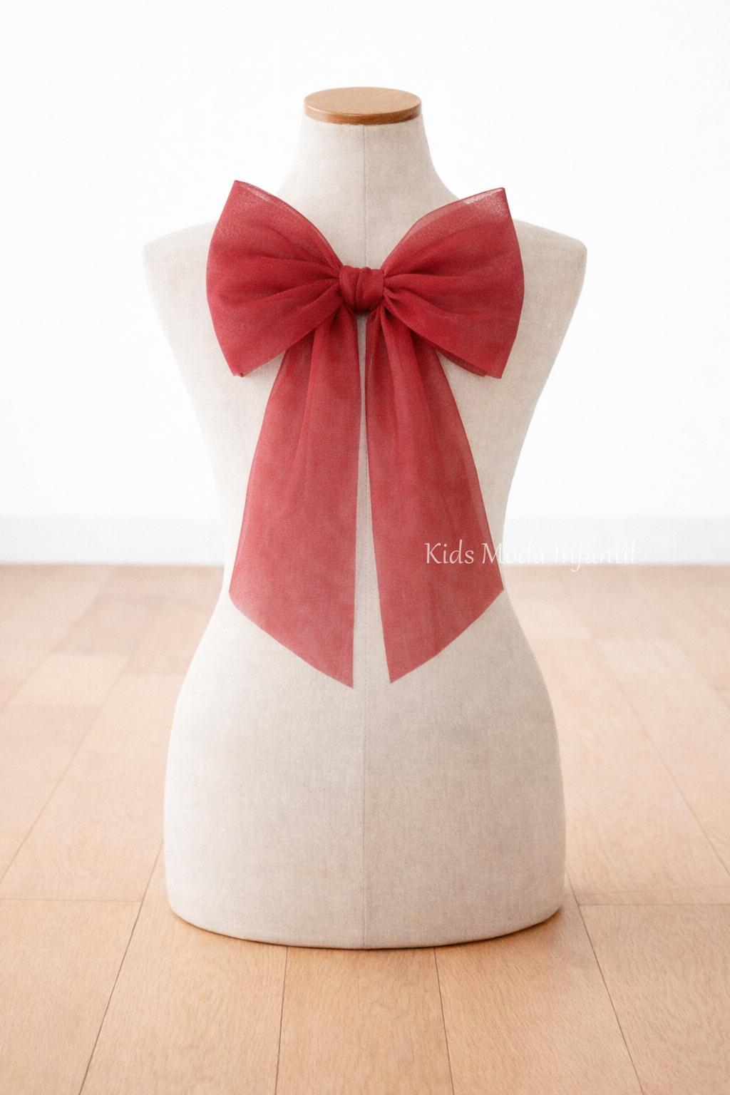 Lazo de Pelo Ceremonia Niña Tul Burdeos | Arras y Ceremonias | Kids Moda Infantil