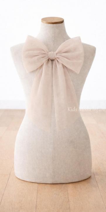 Vestido Ceremonia y Arras Niña Plumeti Blanco con Tul Camel | Familia 7 – Eva Martínez Artesanía [5]