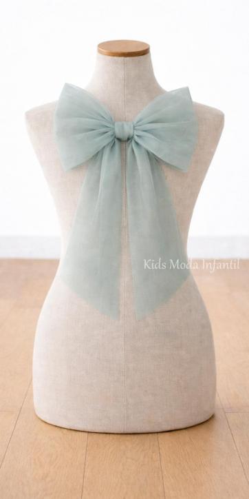 Vestido Ceremonia y Arras Niña Plumeti Blanco con Tul Verde Agua | Familia 7 – Eva Martínez Artesanía [6]