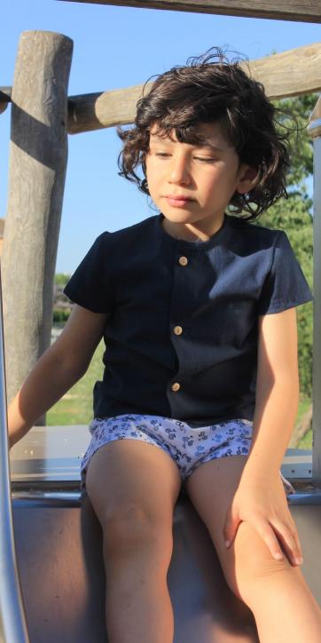 Conjunto niño camisa manga corta marino y short estampado vespas Marena Moda Infantil Colección Europa [1]