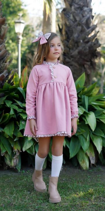 Vestido niña felpa rosa empolvado Marena Moda Infantil Oeste [1]