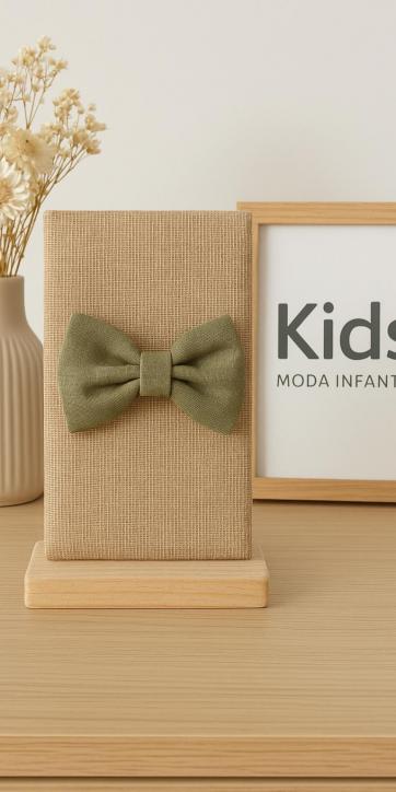 Pajarita niño lino verde oliva