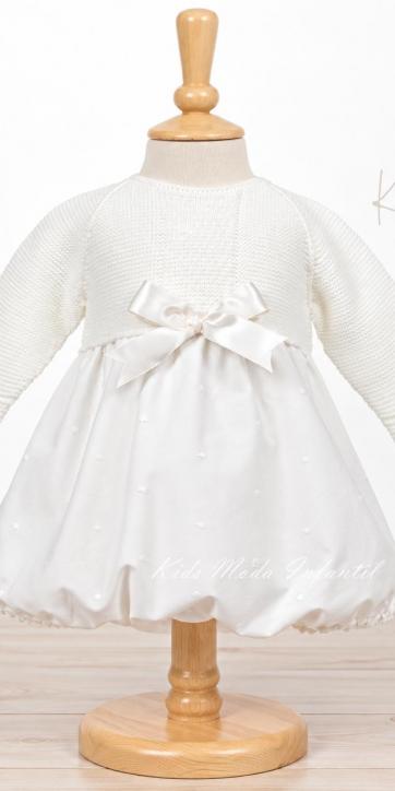 Pelele Bautizo Bebé Batista Bordada con Cuerpo de Punto Beige Claro – Fabricación Española [1]