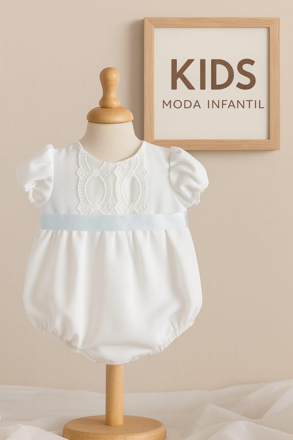 Pelele bautizo bebe gasa blanco Eva Martínez Artesanía familia 6