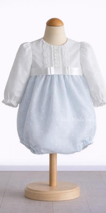 Pelele Bautizo Bebé Tul Azul Manga Larga – Familia 2 [0]