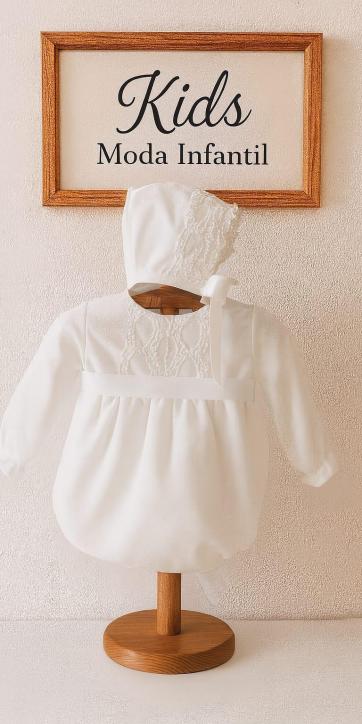 Pelele de Bautizo Blanco en Gasa con Cinta Blanca – Eva Martínez Artesanía familia 6 [0]