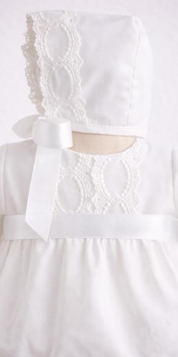 Pelele de Bautizo Blanco en Gasa con Cinta Blanca – Eva Martínez Artesanía familia 6 [1]