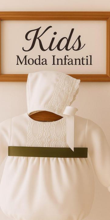 Pelele de Bautizo Blanco en Gasa con Cinta Verde Oliva – Eva Martínez Artesanía familia 6 [1]