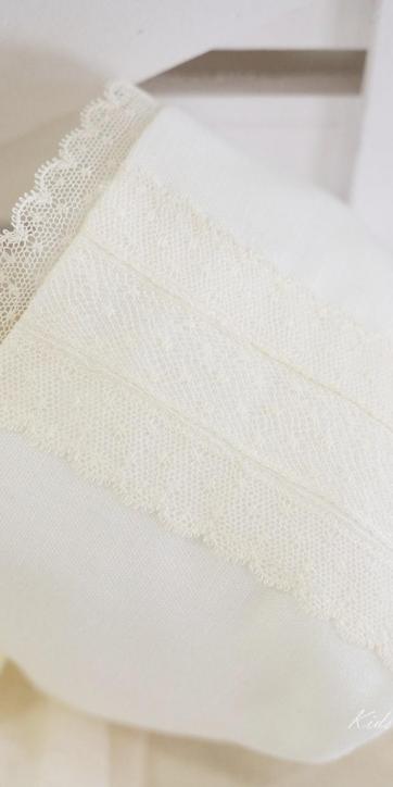 Pelele bautizo bebe plumeti de cristal beige Eva Martínez Artesanía [4]