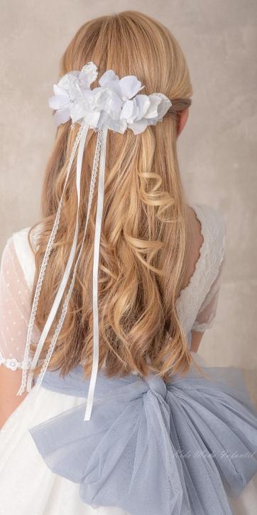 Vestido Comunión Nekenia 2621813 azul empolvado tul blanco roto – Kids Moda Infantil [3]