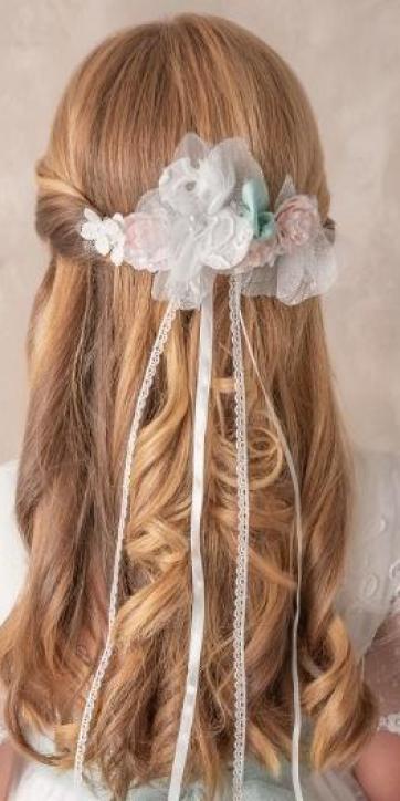 Vestido Comunión Nekenia 2621813 rosa empolvado tul blanco roto – Kids Moda Infantil [6]