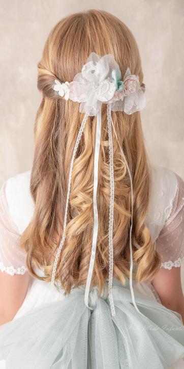 Vestido Comunión Nekenia 2621813 verde agua tul blanco roto – Kids Moda Infantil [3]