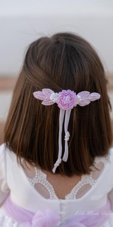 Tocado Flores Lila Niña Ceremonia y Arras – Eva Martínez Artesanía 2026